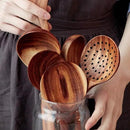 7 Pcs Acacia Wood Cooking Utensils Set Large Wooden Spoons for Cooking Spatula Salad Mixing Spoon Non Toxic Utensil for Kitchen Use Spatulas Non Stick Turner Slotted Serving Spoon Kitchen Utensils by CozyNest Decor