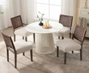 Kmax Farmhouse Dining Chairs Set of 6, Rustic Kitchen Chairs with Linen Fabric Seat and Woven Back, Vintage Accent Chairs for Dining Room, Living Room, Beige by CozyNest Decor