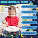Boao 1 Pc Kids Drum Set, 8 Inch Toddler Drum Wooden Toy with Adjustable Strap and 4 Drumsticks, Educational Sensory Musical Instrument for Toddlers Kid Baby Boys Girls Gift (Space) by TinyTreasures Baby Boutique