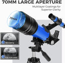 ESAKO Telescope for Kids & Beginners, 70mm Aperture Portable Telescopes with 3 Eyepieces, Height Adjustable Tripod & Phone Adapter & Remote Control by TinyTreasures Baby Boutique