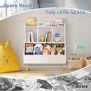 Kids Bookshelf and Toy Storage, 4-Cubby Toy Storage Organizer with Bookcase, Wood Kid Storage Cubby, 24"L x 14"D x 28"H Montessori Toy Shelf, Toddler Book Shelf for Kids Room Nursery Playroom by CozyNest Decor