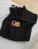 YnM Chunky Throw Blanket, Medium-Weight, Hand Knitted, Skin Friendly, Ventilated and Breathable, Machine Washable, Home Décor Piece for Couch, Sofa and Bed (Black, 40x50 Inch) by CozyNest Decor