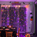 JMEXSUSS 300LED Orange and Purple Halloween Curtain Lights with Remote, 9.8x9.8ft Window Twinkle Hanging String Lights Plug in, Halloween Lights for Bedroom Wall Party Backdrop Indoor Outdoor Decor by CozyNest Decor