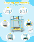 55” Trampoline for Kids, Powder-Coated Mini Trampoline for Toddlers, Indoor Outdoor Toys with Adjustable Gymnastics Bar, Swing, Basketball Hoop, Birthday Gifts for Boys & Girls Ages 1-8 by TinyTreasures Baby Boutique