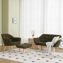 Green Sherpa Accent Chair with Ottoman ，Modern Reading Chair with Ottoman Set, Comfy Fuzzy Armchair Living Room Chair Lounge Chair with Wood Legs for Small Spaces Bedroom Apartment by CozyNest Decor