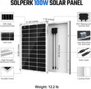 SOLPERK 100 Watt Solar Panel 12 Volt, 100W Solar Panel High-Efficiency Monocrystalline Solar Panels for Home, RV, Camping, Marine, Rooftop, Off-Grid Applications by CozyNest Decor