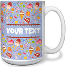 Personalized Mug for Kids - Sweets - Custom Name/Text, Ceramic Hot Chocolate/Cocoa/Coffee Cup for Boys/Girls, Birthday/Christmas/Holiday Gift - 15 oz, White Handle by TinyTreasures Baby Boutique