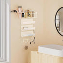 VITVITI Metal Hair Tool Organizer Wall Mount, Hair Dryer Holder with 4 Tier Shelf Basket Hooks, Bathroom Hairs Styling Tool Organizer for Curling Iron/Blow Dryer/Straightener, White by CozyNest Decor