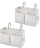Bedside Caddy Organizer & Bedside Storage Basket Multi-Function Organizer for Bunk, Hospital Beds, Dorm Bed Rails,| Holds Magazines, Books, Glasses, Phone | Space-Saving (White 2 Pack) by CozyNest Decor