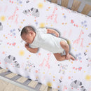 Lambs & Ivy Jazzy Jungle 3-Piece Safari Animals Pink Baby Crib Bedding Set by TinyTreasures Baby Boutique