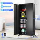 73" H Metal Garage Storage Cabinet with Wheels,Rolling Tool Storage Cabinet with 2 Doors and 4 Adjustable Shelves for Garage,Home,Office,Warehouse,Workshop, Required-Assembly,Black