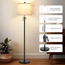 Black Floor Lamps for Living Room Adjustable Height Standing Lamp Modern Tall Pole Lamps for Bedroom Office with White Linen Shade 3 Color Temperature 9W LED Bulb Included by CozyNest Decor