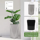 Dexceder 20 Inches Tall Self Watering Planter Diamond Metallic Matte Indoor Outdoor, Thickened Rhombus Large Floor Standing Flower Plant Pot with Water Level Indicator (Gray) by CozyNest Decor