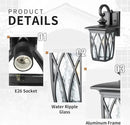 JYZ Dusk to Dawn Outdoor Wall Lantern, Craftsman Style Large Exterior Sconce Light with Water Ripple Glass, Traditional Porch Light Fixture Wall Mount Lamp for Front Porch Doorway Garage Patio Garden
