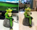OwMell Frog Statue for Garden, Drinking Coffee Green Frog Figurine for Outdoor Decor Yard and Garden Decoration Resin Sculpture 6 Inches by GreenHaven Gardens