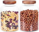 Thicken Glass Storage Jar, Food Storage Container/Canisters with Airtight Wooden Lid for Tea, Coffee, Honey, Cacao Powder,BPA Free Perfect as a Cereal Dispenser (7.6inch 2pcs) by CozyNest Decor