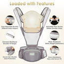 Baby Carrier Newborn to Toddler, Lightweight Ergonomic Baby Hip Seat Carrier Up to 33lbs, Adjustable Extended Waistband Infant Carrier with Breathable Sunshield, Light Grey by TinyTreasures Baby Boutique