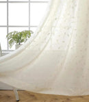 MIUCO Floral Embroidered Semi Sheer Curtains Faux Linen Grommet Curtains for Girls Room 52 x 84 Inch Set of 2, Off White by CozyNest Decor