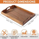 Nature Walnut Wooden Serving Tray with Handles, Solid Wood Food Tray for Coffee, Breakfast, Dinner, Ottoman,16.6x11.8x2.4 inches by CozyNest Decor