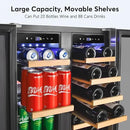 Tylza Upgraded Wine and Beverage Refrigerator 24 Inch, Dual Zone Wine Beverage Cooler with French Door, Under Counter Wine Beer Fridge Built-In or Freestanding, Holds 20 Bottles and 88 Cans TYBC120-3 by CozyNest Decor