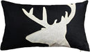 Lumbar Pillow Covers 12x20 Inches Black Decorative Cotton Linen Deer HeadThrow Lumbar Waist Embroidered Cushions Covers for Couch Sofa Bedroom by CozyNest Decor