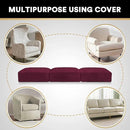 PrinceDeco Stretch Couch Cushion Covers Fitted Individual Seat Couch Slipcover Sets Velvet Fabric Soft Slip Cover for Chair Sofa Cushion Furniture Protector(Each Width Up to 29.5",Burgundy) by CozyNest Decor