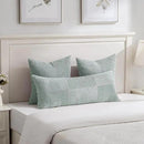 Fancy Homi Set of 2 Grey Blue Boho Long Lumbar Body Decorative Throw Pillow Cover 14x36 Inch for Bed Couch Bedroom Bench, Soft Patchwork Corduroy Textured Pillow Case, Rustic Farmhouse Room Décor by CozyNest Decor
