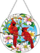 Cardinal Suncatcher Stained Glass, Cardinal Gifts for Women, Stained Glass Window Hanging - Red Birds Suncatchers for Windows, American Glass Hanging, Hand Painted Glass for Birds Lover (6inch) by GreenHaven Gardens