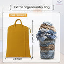 LFH Home Cotton Canvas Large Laundry Bag with Handle, Heavy Duty Drawstring Closure Washable Laundry Bags, School Travel, Home, Hotel, College Dorm, Organizer Sack, Toys Clothes 24x36-Yellow by TinyTreasures Baby Boutique