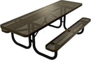 Heavy-Duty Portable ADA-Compliant Outdoor Picnic Table, Punched Steel Patio Dining Furniture Made in America (8ft Rectangular, Both-Side Handicap, Textured Gold Vein) by GreenHaven Gardens