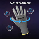 DULFINE Safety Work Gloves PU Coated-12 Pairs,Grey Seamless Knit Glove with Polyurethane Coated Smooth Grip on Palm & Fingers, for Men and Women, Ideal for General Duty Work (Extra Large) by GreenHaven Gardens