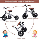 Ancaixin 3 in 1 Toddler Tricycles for 2-5 Years Old Boys Girls with Adjustable Seat Detachable Pedal and Bell, Foldable Baby Balance Bike Riding Toys, Kids Birthday Christmas New Year Gift (Silver) by TinyTreasures Baby Boutique