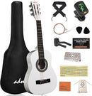 ADM Beginner Acoustic Classical Guitar Nylon Strings Wooden Guitar Bundle Kit for Kid Boy Girl Student Youth Guitarra Online Lessons with Gig Bag, Strap, Tuner, Picks (30 Inch, White) by TinyTreasures Baby Boutique
