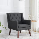 Accent Chair Button-Tufted Upholstered Living Room Chairs Comfy Reading Chair Mid Century Modern Chair with Linen Fabric Lounge Arm Chairs for Living Room Bedroom (Grey Set of 2) by CozyNest Decor