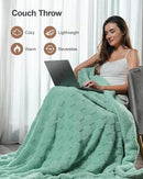 Pawque Super Soft Cozy Throw Blanket Twin Size for Couch Bed, Fluffy Sherpa Fleece Reversible Thick Warm Fuzzy Blanket for All-Season, 3D Checkered Jacquard Decorative Blankets, Sage Green, 60"x80" by CozyNest Decor