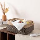 OIAHOMY 3 Pack Storage Baskets for Organizing, Woven Cotton Rope Basket for Shelves, Closet Organizer Bins with Handles, Rectangle Toy Organization, 13.78''×9.84''×5.5'', Brown & Black by TinyTreasures Baby Boutique