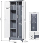 Locking Cabinet,Metal Storage Cabinet with Doors and Shelves,Broom Closet Storage Cabinets for Bedroom,Home Office,Grey-White by CozyNest Decor