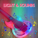 Guitar and Microphone Play Set for Girls,Karaoke Machine with Music&Light,Microphone Toys with Stand,Adjustable Height Guitar Toys for Kids,Toddlers,Child(Red) by TinyTreasures Baby Boutique