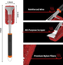 Grill Brush and Scraper, Safe Nylon Bristles Barbecue Triple Scrubbers Cleaning Brush for Cast Iron Grates/Porcelain/Weber Gas/Charcoal Grill，Extra Strong BBQ Cleaner Accessories (Red) by GreenHaven Gardens