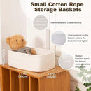 3 Pack Small Storage Baskets for Organizing, Cute Woven Decorative Gift Baskets for Shelves, Mini Closet Organizer Bins with Handles, 11.81''Lx7.87''Wx4.72''H-White by CozyNest Decor
