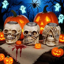 Halloween Skull Candle Holder, Skeleton Head Candlestick Holders Table Decor Centerpiece Candlesticks, Resin Horrible Spooky Creepy Crafts for Flameless Candle Halloween Christmas Home Party, Set of 3 by CozyNest Decor