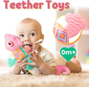 LIGHTDESIRE Baby Toys Musical Dinosaur,Infant Stuffed Animal Toys with Crinkle and Rattles,Soft Sensory Toys with Textures for Tummy Time Newborn Boys Girls 0 3 6 12 Months(Pink) by TinyTreasures Baby Boutique
