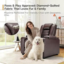 ANJ Power Home Theater Seating, PU Leather Electric Recliner Chair with Powered Headrest, Dual Motors Movie Reclining Chairs with LED Lights,USB Port, Cup Holders, Hidden Arm Storage (Brown) by CozyNest Decor