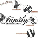 Family Signs Metal Wall Decor, Oppro Family Is Everything Word Sign with Butterfly for Home Decor, Black Art Plaque Letters for Living Room, Dining Room Bedroom Housewarming Mother's Day Father's Day Gift , 17”x6.3” by CozyNest Decor
