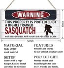 Warning Sign, Sasquatch Warning Wood Plaque Sign, Funny Door Signs, Decorative Wood Hanging Suspension Plaque, Farmhouse Wooden Wall Decor, Outdoor Hanging Wooden Signs by CozyNest Decor