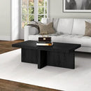 Henn&Hart 44" Rectangular Wood Pedestal Low-Profile Coffee Table for Living Room, Family Room, or Office, Black Grain by CozyNest Decor