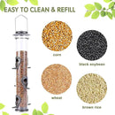 MIXXIDEA 2PK Metal Wild Bird Feeder Squirrel Proof Bird Feeders for Outside Hanging 6 Port Tube Bird Feeder Transparent Finch Feeder with Steel Hanger (Grey) by CozyNest Decor
