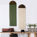 Flber 2 Pcs Macrame Wall Hanging Boho Decor Wall Tapestry Handmade Round Tassel 13.7" W x 51" L For Living Room Bedroom Headboard Decor by CozyNest Decor