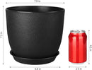Plant Pots 8 Inch Set of 2, Flower Pots with Multi Mesh Drainage Holes, Planters for Indoor Outdoor Garden Plants and Flowers (Black) by GreenHaven Gardens