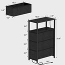 TUTOTAK Narrow LED Night Stand with Charging Station, Slim End Table with Plugins, Tall Side Table with 3 Fabric Drawer, Small Bedside Table with Storage, for Living Room, Black TB01BK086L by CozyNest Decor